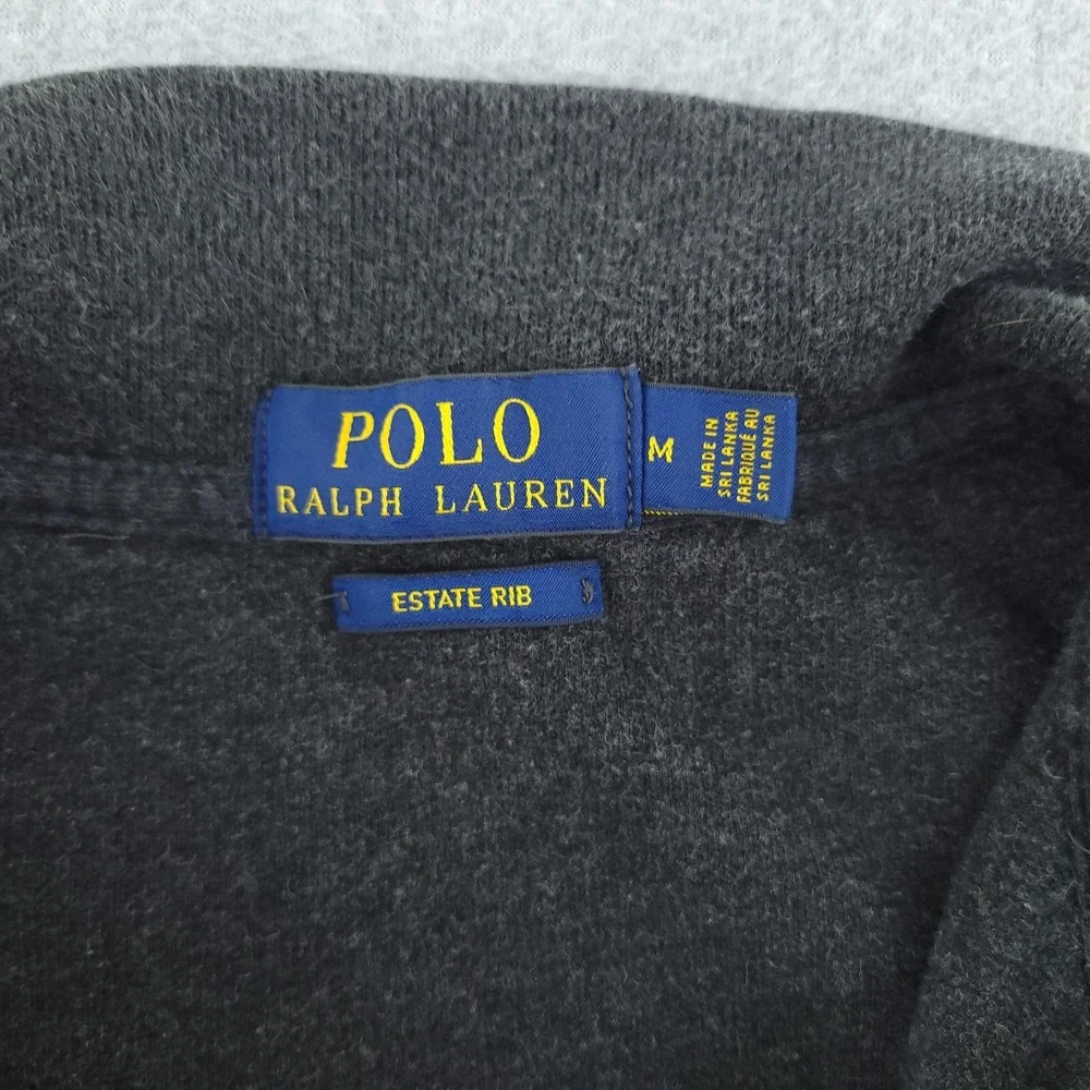 Polo Ralph Lauren Estate Rib Sweater Mens M Gray 1/4 Zip Mock Neck Pullover